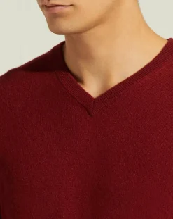 Homme Galeries Lafayette Pulls^Pull 100% Cachemire Nachve col V bordeaux