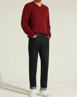 Homme Galeries Lafayette Pulls^Pull 100% Cachemire Nachve col V bordeaux