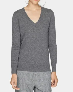 Femme Galeries Lafayette Pulls^Pull 100% Cachemire Nocon col V gris foncé