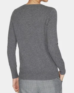 Femme Galeries Lafayette Pulls^Pull 100% Cachemire Nocon col V gris foncé