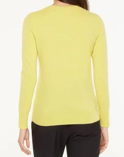 Pull 100% Cachemire Yabri col rond jaune-Galeries Lafayette Discount