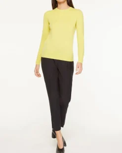 Pull 100% Cachemire Yabri col rond jaune-Galeries Lafayette Discount