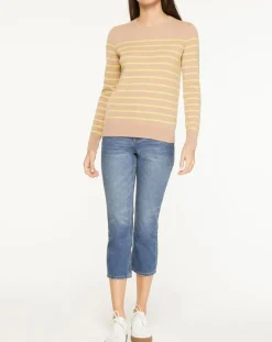 Pull 100% Cachemire Yabrir col rond beige/jaune-Galeries Lafayette Best