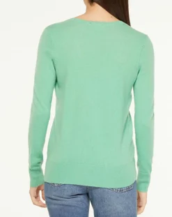 Pull 100% Cachemire Yocon col V vert-Galeries Lafayette Hot