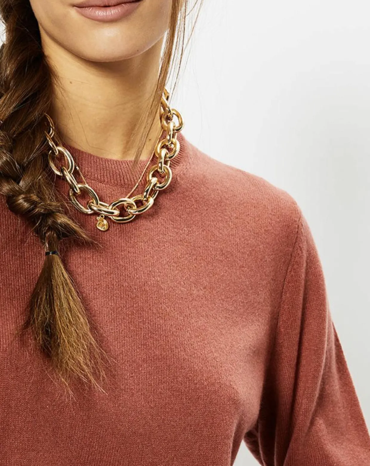 Pull 100% Cachemire Zabri col rond bois de rose-Galeries Lafayette