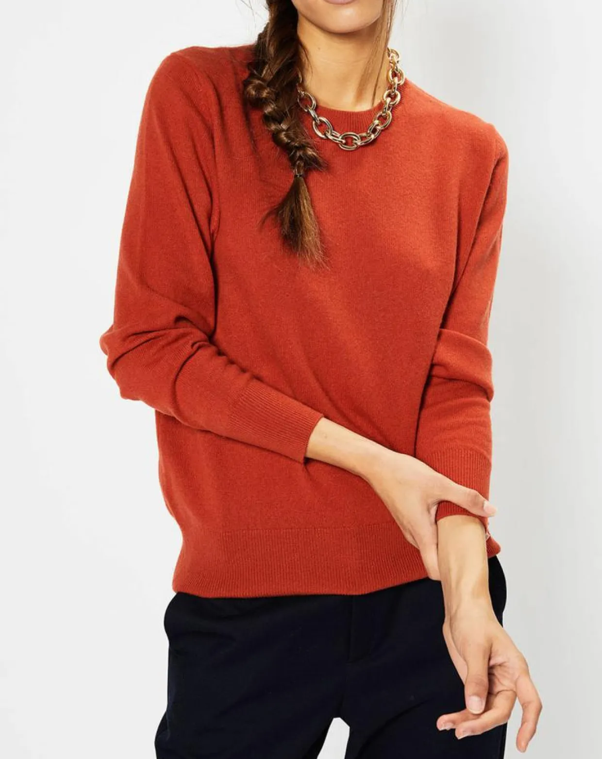 Pull 100% Cachemire Zabri col rond orange foncé-Galeries Lafayette Hot