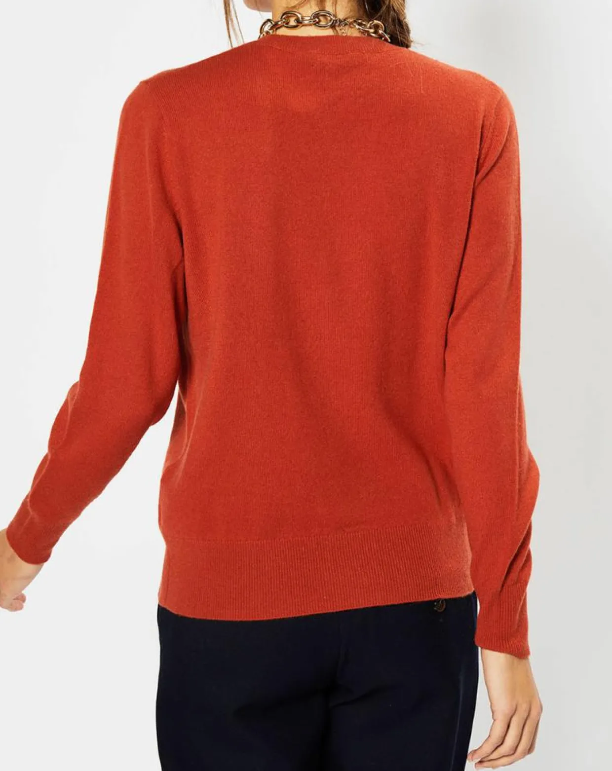 Pull 100% Cachemire Zabri col rond orange foncé-Galeries Lafayette Hot