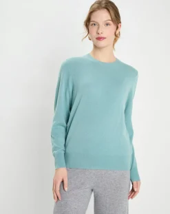 Pull 100% Cachemire Zabri col rond bleu/vert-Galeries Lafayette Online