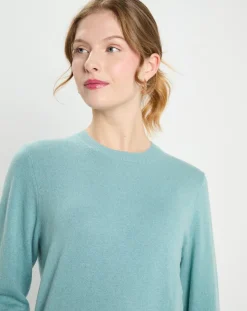 Pull 100% Cachemire Zabri col rond bleu/vert-Galeries Lafayette Online