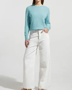 Pull 100% Cachemire Zabri col rond bleu/vert-Galeries Lafayette Online