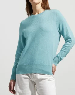 Pull 100% Cachemire Zabri col rond bleu/vert-Galeries Lafayette Online