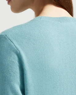 Pull 100% Cachemire Zabri col rond bleu/vert-Galeries Lafayette Online