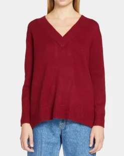 Femme Galeries Lafayette Pulls^Pull 100% Cachemire Zoé col V profond rouge foncé