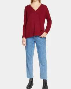 Femme Galeries Lafayette Pulls^Pull 100% Cachemire Zoé col V profond rouge foncé