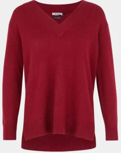 Femme Galeries Lafayette Pulls^Pull 100% Cachemire Zoé col V profond rouge foncé