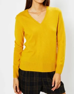 Femme Galeries Lafayette Pulls^Pull 100% Cachemire Zocon col V jaune