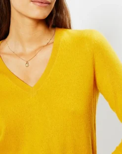 Femme Galeries Lafayette Pulls^Pull 100% Cachemire Zocon col V jaune