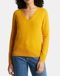 Femme Galeries Lafayette Pulls^Pull 100% Cachemire Zocon col V jaune