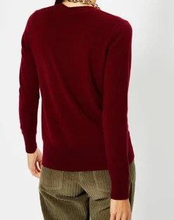 Pull 100% Cachemire Zocon col V rouge foncé-Galeries Lafayette Online