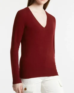 Pull 100% Cachemire Zocon col V rouge foncé-Galeries Lafayette Online