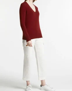 Pull 100% Cachemire Zocon col V rouge foncé-Galeries Lafayette Online