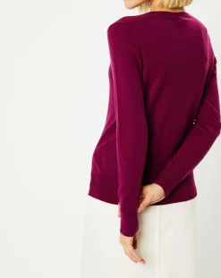 Pull 100% Cachemire Zocon col V violet-Galeries Lafayette Clearance