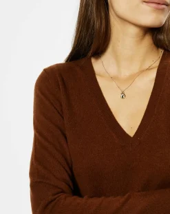 Femme Galeries Lafayette Pulls^Pull 100% Cachemire Zocon col V marron
