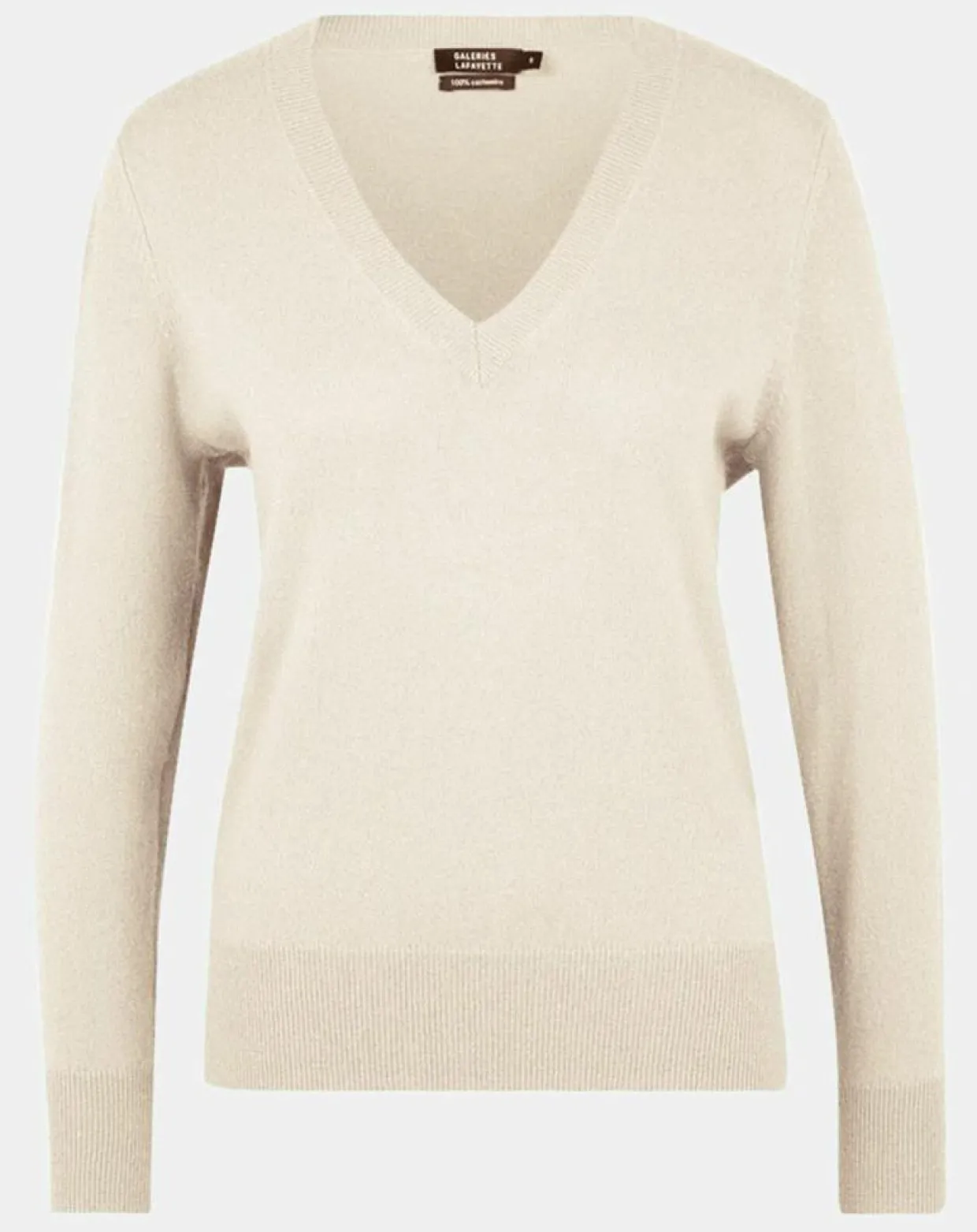 Femme Galeries Lafayette Pulls^Pull 100% Cachemire Zocon col V beige rosé