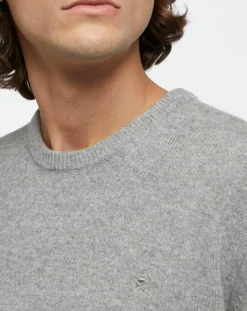 Homme Hackett London Pulls^Pull 100% Laine d'agneau col rond gris moyen