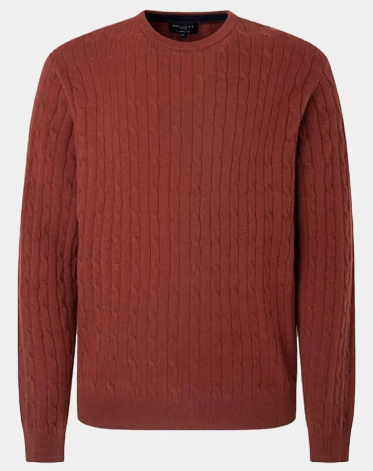 Homme Hackett London Pulls^Pull 100% Laine d'agneau col rond Cable orange moyen