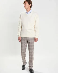 Pull 100% Laine d'agneau col V écru-Hackett London Clearance