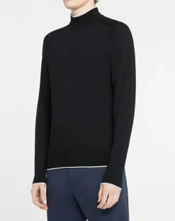 Pull 100% Laine Mérinos noir-Hackett London Outlet