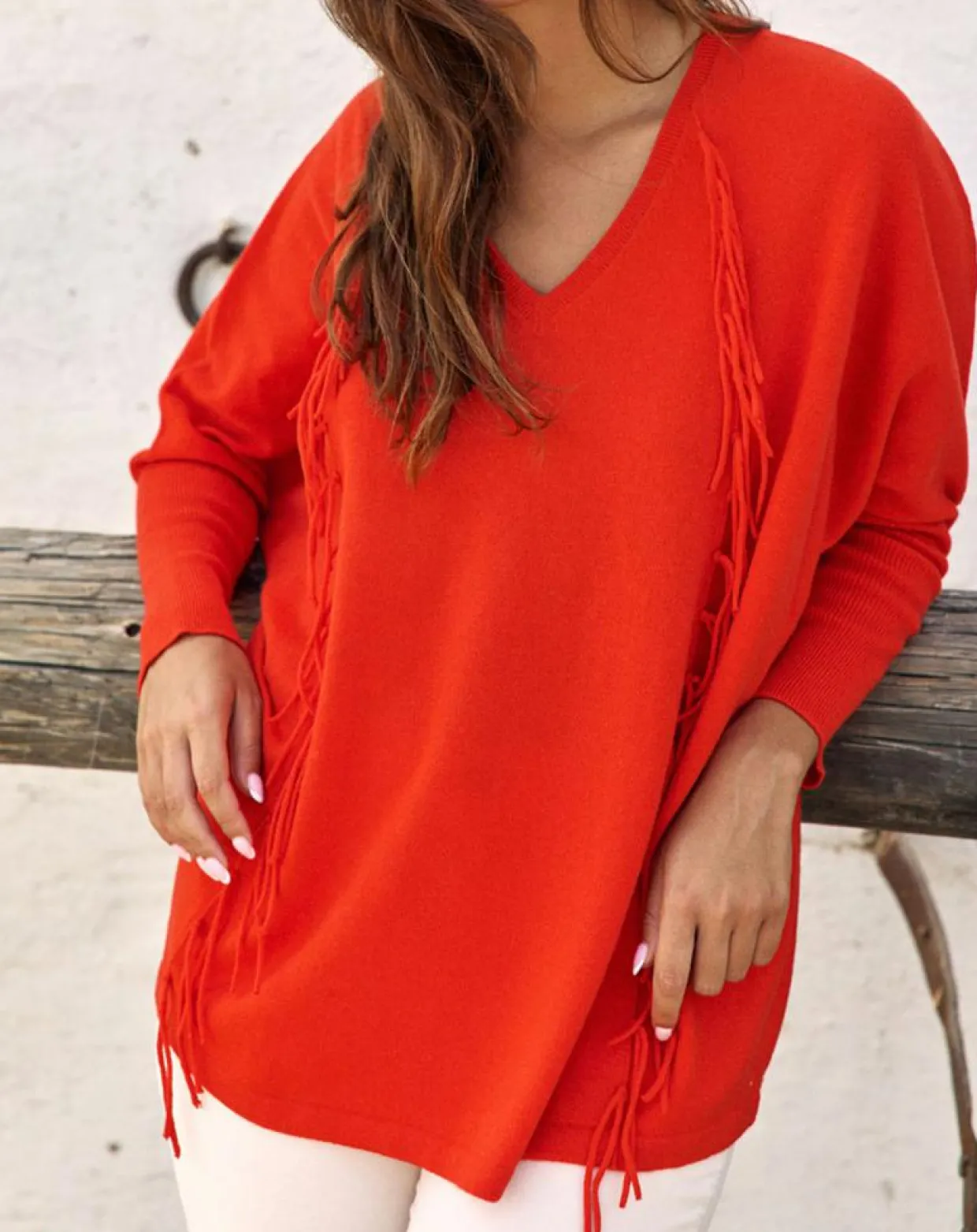 Femme Lauren Vidal Pulls^Pull 100% Laine Naomi orange