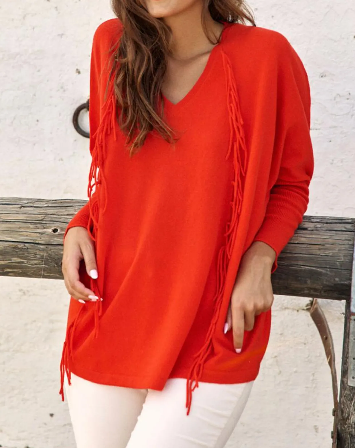 Femme Lauren Vidal Pulls^Pull 100% Laine Naomi orange