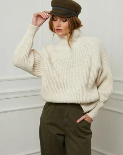 Pull 100% Laine Noa beige-Fleur de cachemire Sale