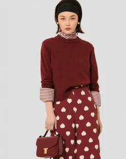 Femme Tara Jarmon Pulls^Pull 100% Laine Preppy bordeaux