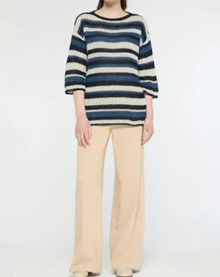 Pull 100% Lin Gentile bleu/multicolore-MaxMara Weekend Sale