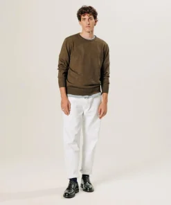 Homme Rodier Pulls^Pull Aaron 100% laine col rond marron écorce