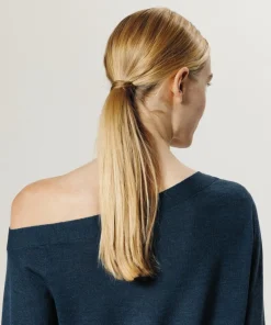 Pull Abby 100% laine épaule nue asymétrique bleu pétrole-Rodier New