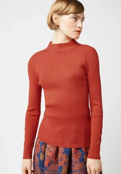 Pull, Abelle col montant ouvertures orange rouille-Rodier Sale