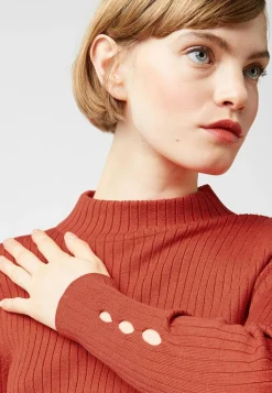 Pull, Abelle col montant ouvertures orange rouille-Rodier Sale