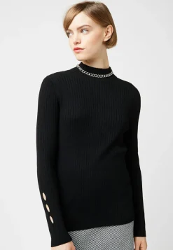 Pull, Abelle col montant ouvertures noir-Rodier Hot