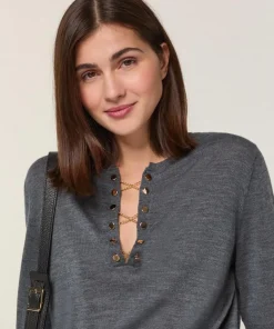 Femme Rodier Pulls^Pull Adija 100% Laine chaine col V gris foncé