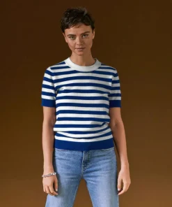 Pull Adlyne manches courtes rayé blanc-Rodier Hot