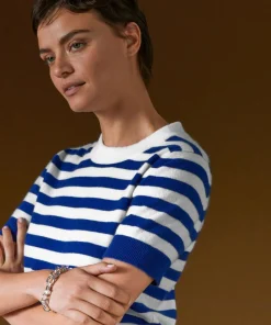 Pull Adlyne manches courtes rayé blanc-Rodier Hot