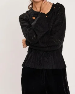 Femme Manoush Pulls^Pull ajouré Pointelle noir