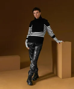 Pull Albane, mariniere, boutons noir-Rodier Hot