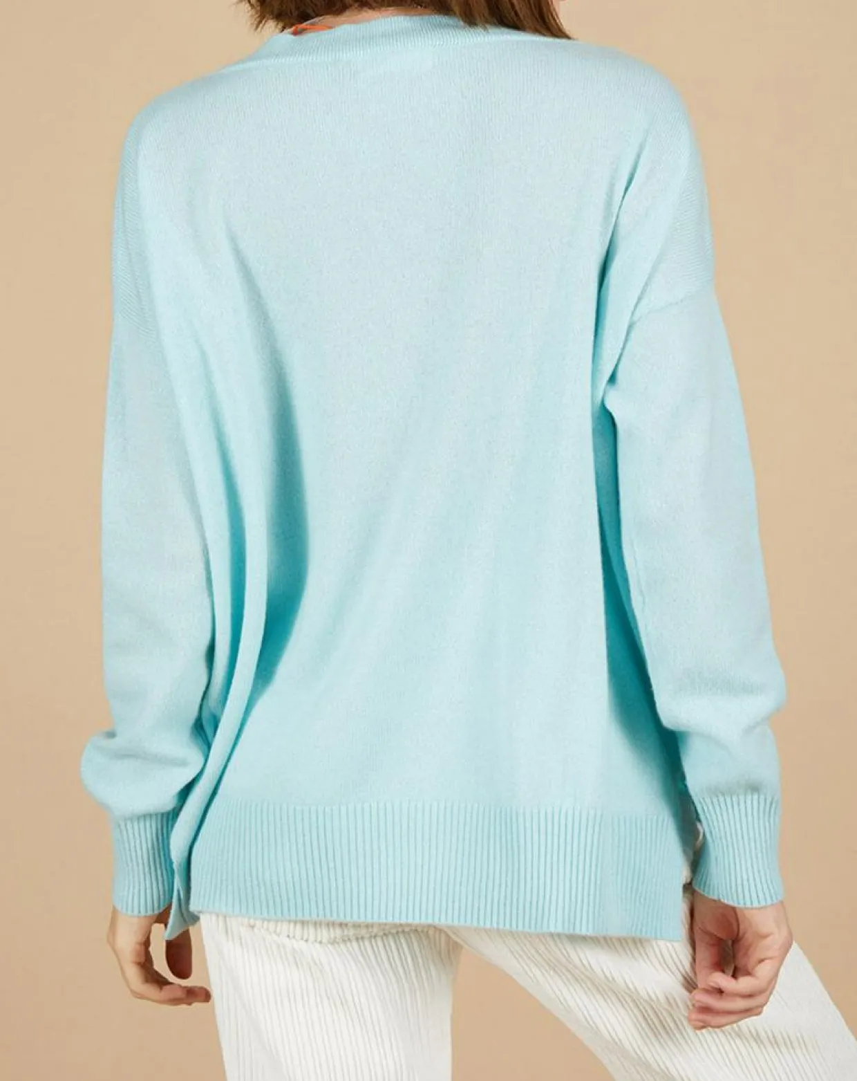 Femme Cashmere Tribu Pulls^Pull ample 100% Cachemire Isidore col V bleu océan
