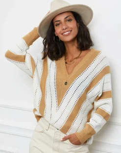 Pull Anna camel/blanc-L'Armoire de Suzette Discount