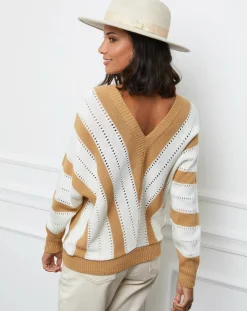 Pull Anna camel/blanc-L'Armoire de Suzette Discount
